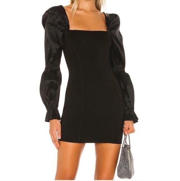A Loves A Dresses & Skirts - A.N.A BLACK BODYCON MINI DRESS WITH BUBBLE SLEEVES NWT SIZE MEDIUM